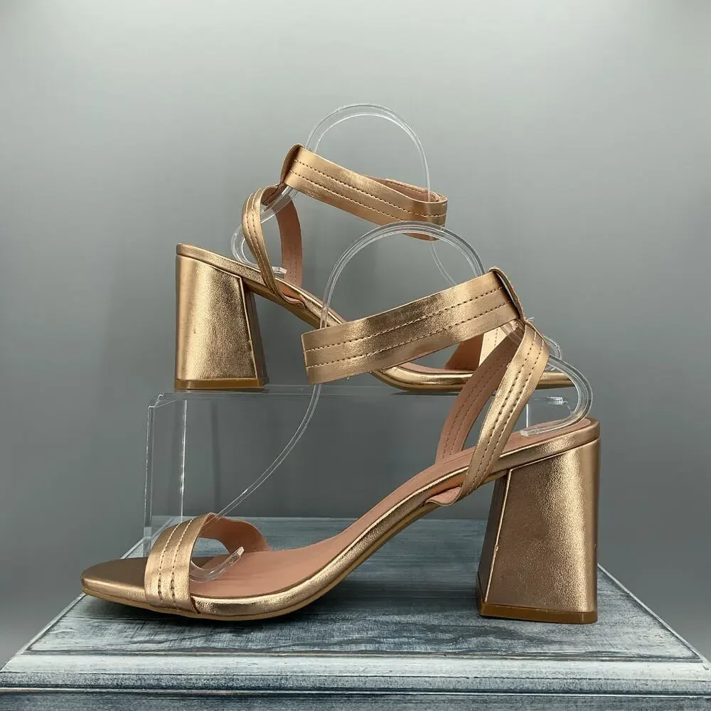 NEW Linea Paolo Women’s Emmie Heeled Sandals Gold Size 10M